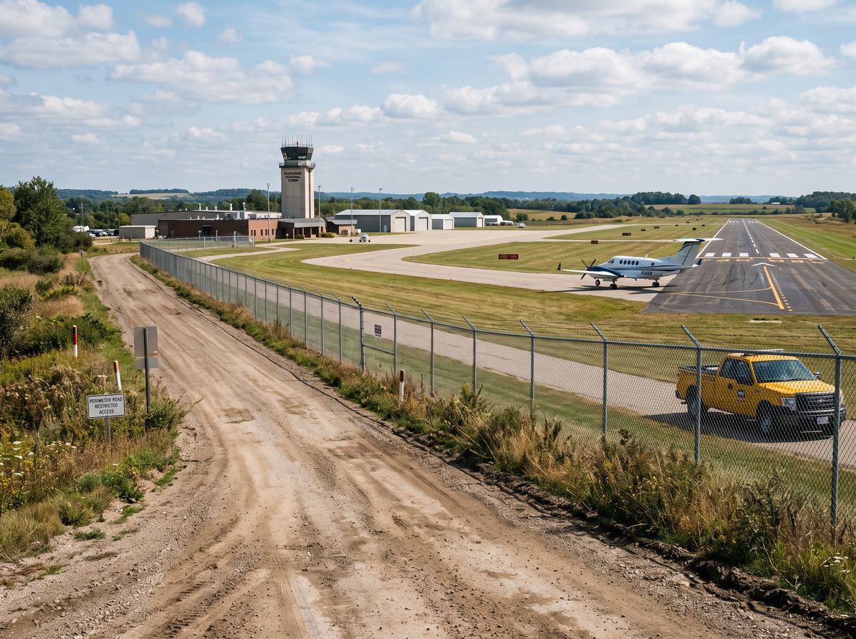 Vía perimetral de servicio junto a la pista de un aeropuerto regional estabilizada con FixRoad®